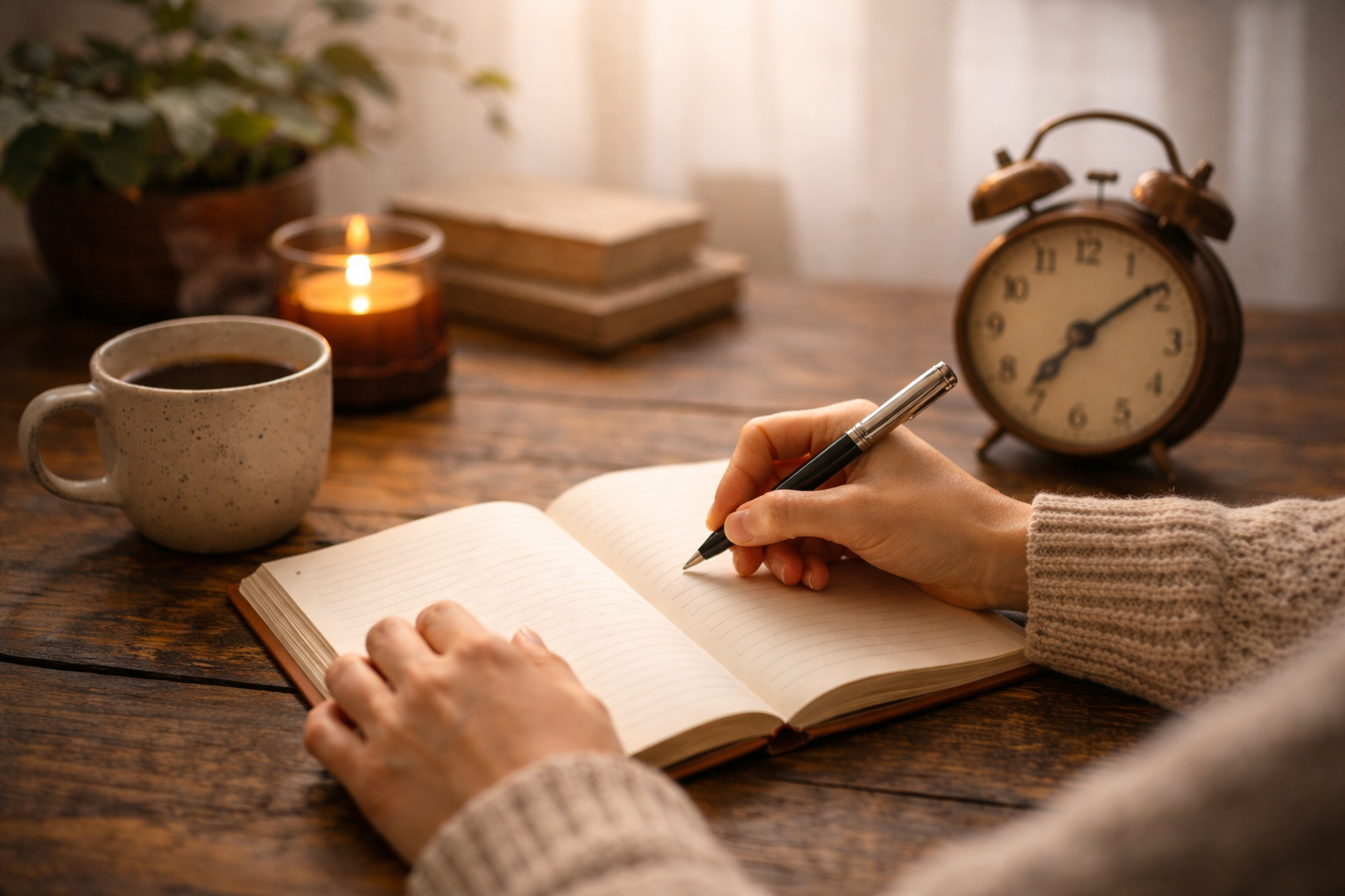 Quiet morning journaling as a gentle way to get out of a rut