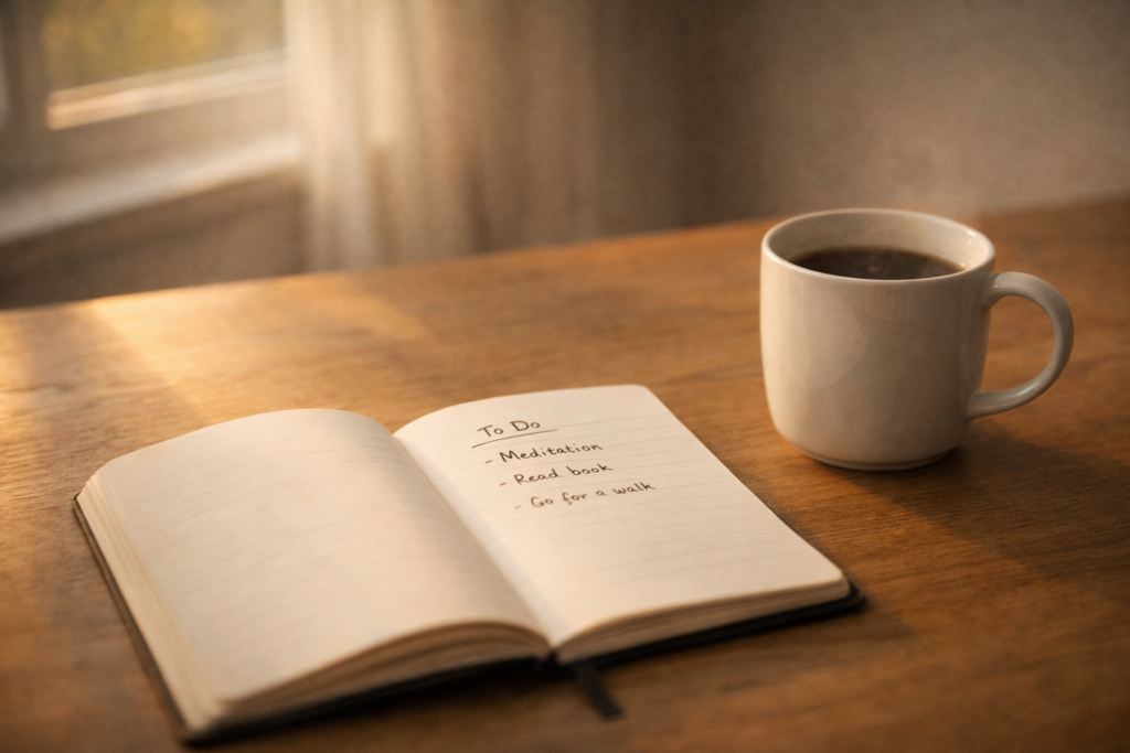 Simple morning routine supporting healthier work-life balance and lower stress