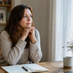 person reflecting quietly while noticing negative self talk